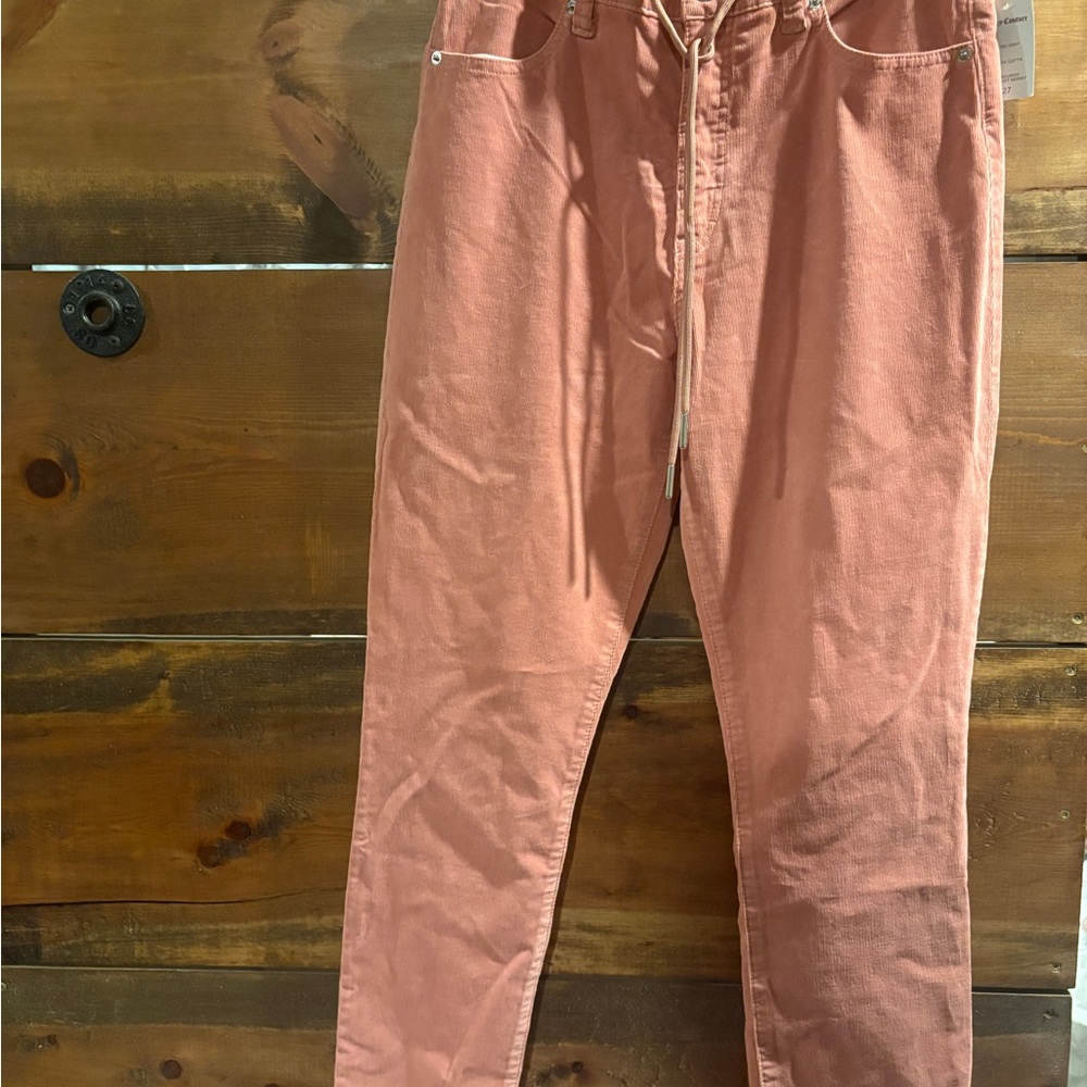 Juicy Couture Coral Pink Corduroy Drawstring Jeans
